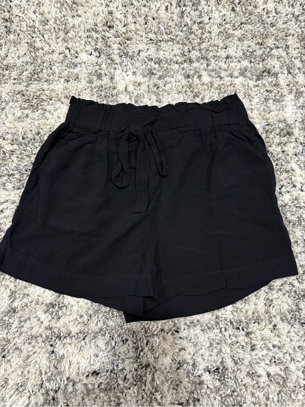 Ambiance Black High-Waist Drawstring Shorts